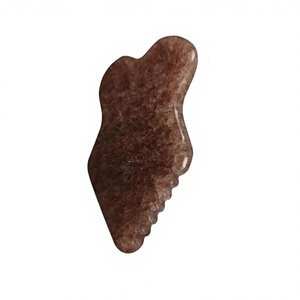 Masajeador facial personalizado con forma de onda de piedra Gua Sha de cuarzo de fresa para adelgazar el cuerpo herramienta de terapia física para Spa facial y de pies - Product Image 3