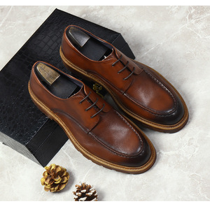Chaussures Oxford de travail pour hommes Goodyear, nouveau style, en cuir véritable, fabriquées à la main, rétro, décontractées, à lacets, semelle intermédiaire en caoutchouc, semelle extérieure - Product Image 6