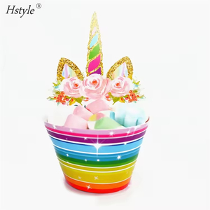 Hstyle Phổ Biến Unicorn Cupcake Toppers Và Wrappers Cup Bánh Tráng Miệng Trang Trí Nguồn Cung Cấp Pq117 Cho Trẻ Em Cô Gái Sinh Nhật Đảng - Product Image 3