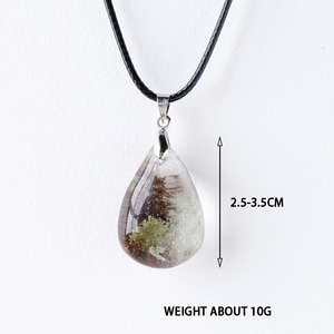 Collier en cristal de quartz avec pendentif fantôme coloré, pierre naturelle, goutte <span class=keywords><strong>d</strong></span>'<span class=keywords><strong>eau</strong></span>, énergie, vente en gros - Product Image 2