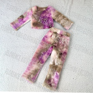 DH OEM conjuntos de ninas púrpura tie Dye invierno Niño Sherpa legging trajes niñas conjuntos de ropa para 11 años de edad - Product Image 4