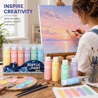 Ensemble de peinture acrylique pastel Macaron, 6 couleurs, 60 ml, emballage en boîte transparente, peinture non toxique pour enfants et étudiants, bricolage scolaire, art et artisanat