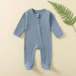 Newborn Romper Boy and Girl Waffle Cotton Zipper Baby Clothing Thick Baby Pajamas OEM Baby Clothes Solid Color Infant <strong>Bodysuit</strong> - Product Image 5