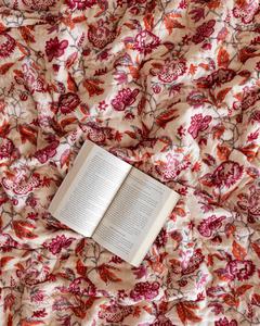 Indian Hand Block Print Stone Blue Cotton <b>Quilt</b> Floral Bedspread Queen Size Comforter Summer Blanket - Product Image 3