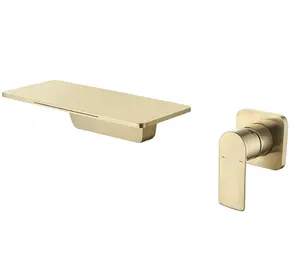 Modern altın duvara monte şelale musluk banyo musluk sıcak ve soğuk su banyo küveti havza musluk