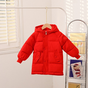 Ventes chaudes d'hiver, vestes à capuche pour adolescents, couleur unie, fermeture éclair, longs manteaux en duvet pour enfants, garçons et filles - Product Image 4