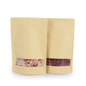 Bolsa de papel kraft marrón de pie, con ventana pequeña y cremallera para embalaje de alimentos - Product Image 3