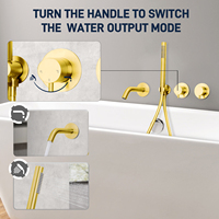 Système de douche mural TOPWAY en acier inoxydable 304 de haute qualité, robinet et douchette à main, finition or poli, design moderne, pour salle de bain d'hôtel