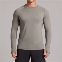 Sous-vêtement technique homme transfrontalier en polaire, doux pour la peau, respirant, anti-humidité, extensible, col rond, manches longues, pour le jogging en extérieur