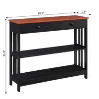Table console d'entrée moderne de luxe noire à 3 niveaux avec tiroir pour salon, faible MOQ
