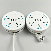 Multiprise universelle compacte rétractable ronde 4 prises 3 ports USB, rallonge électrique peu encombrante pour la maison et le bureau