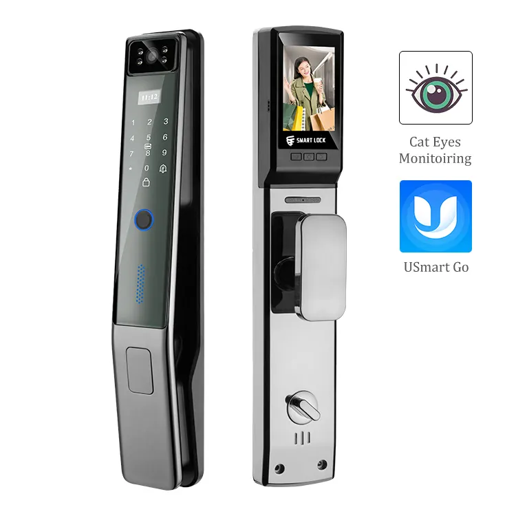 Home Security Smart Keyless Door Lock Fingerprint Digital Wifi Lock Connected Camera Monitor Send Photo To Mobile
