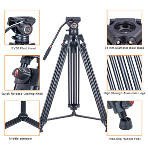 Trípode Profesional Cayer BV30, el Más Vendido, <span class=keywords><strong>para</strong></span> Cámaras SLR, <span class=keywords><strong>DSLR</strong></span> y Videocámaras, con Cabezal Fluido y Bolsa de Transporte - Product Image 4