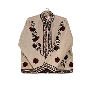 Veste matelassée vintage en toile de coton beige pour femme |   Manteau bohème floral brodé à la main |   Hiver Écologique Durable Rapide - Product Image 2