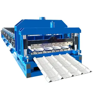 Máquina de prensa formadora de rollos para techos de chapa de azulejo esmaltado escalonado de acero coloreado de alta velocidad