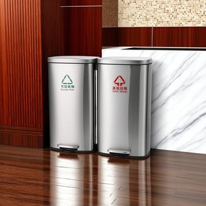 商業用ステンレス鋼ゴミ缶デュアルコンパートメント仕分けビン大容量防錆衛生廃棄物分離ホテル - Product Image 6