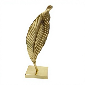 Casted Large Aluminium Leaf Model Table Decorative Accent Hot Selling Solid <b>Gold</b> Leaf <b>Statue</b> Table Decorative Object for Office - Product Image 1