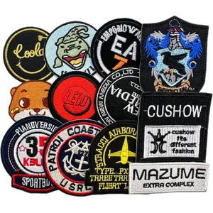 Custom Applique Badges Groothandel Gemaakte Club Naam Logo Chenille Geweven Borduurwerk Designer Iron Op Patches Voor Kleding En HatPop