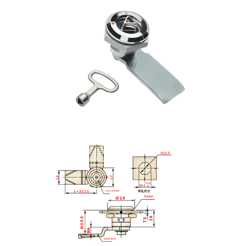 Placa recta de aleación de zinc con llave.