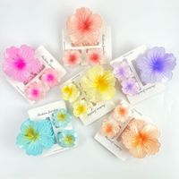 Jepit Rambut Plastik Baru Gaya Retro Eropa Amerika Motif Bunga Frangipani Warna-warni untuk Wanita, Jepit Setengah Kepala Model Gigi Hiu
