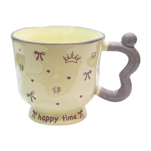 Cartoon Graffiti High Appearance Level Mark Ceramic Water <b>Cup</b> Lid Spoon Cute Gift Box Birthday Creative Souvenir for Boys Girls - Product Image 5
