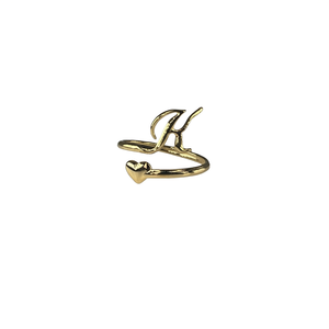 Fashion <b>Ring</b> PVD Gold Plated 316L Stainless Steel Heart <b>Initial</b> K Design For Women - Product Image 2