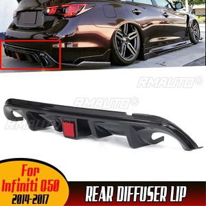 Q50 Carbon Fiber Look/Black Car Rear Bumper Lip <b>Diffuser</b> Spoiler Guard Apron <b>With</b> <b>LED</b> Brake <b>Light</b> for Infiniti Q50 2014-2017 - Product Image 1