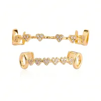 Ensemble de dents en or micro-incrustées de diamants en forme de cœur, style Hip-Hop, accessoires de rap pour un look urbain quotidien
