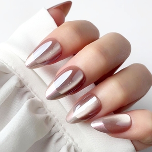 <span class=keywords><strong>Uñas</strong></span> Postizas con Acabado Espejo, Cromadas, Rosa Nude, Marrón, Degradado Ojo de Gato, <span class=keywords><strong>Plateadas</strong></span>, Rosa, <span class=keywords><strong>Uñas</strong></span> Postizas <span class=keywords><strong>Cortas</strong></span> de Almendra - Product Image 2