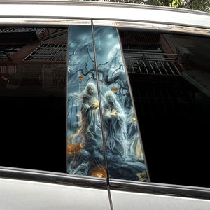 Alta calidad 2 uds Halloween Horror coche ventana pegatinas Spooky Halloween decorativo coche lado B Pilar vinilo pegatina para coches - Product Image 3