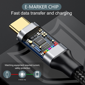 كابل نايلون ساخن من النوع C 4K HD PD100W 10Gbps لنقل البيانات كابل شاحن هاتف USB C إلى USB C شحن سريع للإناث للكمبيوتر المحمول - Product Image 4