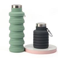 Bouteille d'eau pliable en silicone de qualité alimentaire, écologique, durable, portable et réutilisable, sans BPA, anti-fuite, pour les voyages, la randonnée et le camping