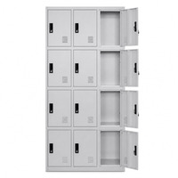 Armoire en acier ventilée avec douze portes verrouillables, entièrement en acier, pour vestiaire, rangement de vêtements de travail, sacs et chaussures