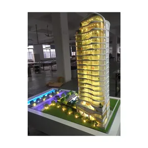 建筑模型，带照明的建筑住宅建筑模型