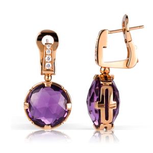 <b>Messi</b> Jewelry Amethyst Gemstone Earrings Jewelry 18k Rose Gold Fashion New Women for Elegant Gift Party Stone Wedding Earrings - Product Image 2