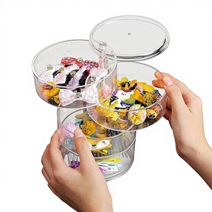 Plateau à bijoux rotatif moderne à 4 niveaux avec couvercle pour le rangement des bagues et des bracelets dans le salon, la garde-robe et la salle de bain - Product Image 1