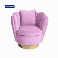 Wallybeaut – chaises de Salon de mi-siècle avec bras de baril pivotant et Base rotative en acier inoxydable doré