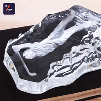 Trophée de golf unique en verre cristal K9 Iceberg, modèle artisanal, cadeau d'affaires, avec thème lettre, fait main, écologique, logo personnalisé