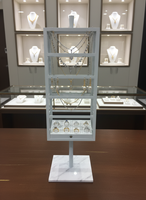 Support de présentation de bijoux rotatif à 360 degrés, respectueux de l'environnement, avec logo personnalisé, laque blanche, acier inoxydable doré