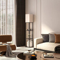 Lampe sur pied en métal avec abat-jour en verre moderne, lampe d'angle noire, éclairage décoratif