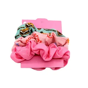 Customized Design Your Own Logo Printing scrunchies Polyester Silk hair scrunchies