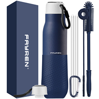 Bouteille d'eau de sport à double paroi personnalisée avec logo d'usine, sans BPA, en acier inoxydable, thermos sous vide, avec manchon de protection en silicone