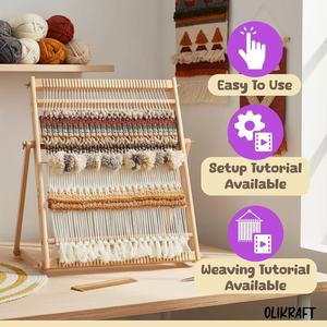 Olikraft Wooden <b>Weaving</b> <b>Loom</b> 12x18 Inch Easy Setup With Tutorial For Home Crafting And DIY Textile Projects - Product Image 1