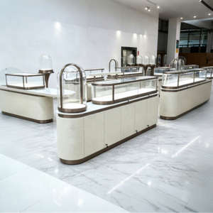 Vitrine de présentation de bijoux en porcelaine flexible, moderne, avec armoire en verre et éclairage LED pour boutique - Product Image 1