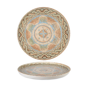 Celest Flat <b>Plate</b> with Rim Ø 24 cm H 1.7 cm Stackable Fine China Digital Print Rinart - Product Image 1