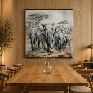 Impression sur toile d'éléphant africain, animal sauvage, paysage forestier, tableau décoratif pour salon, art mural naturel - Product Image 1