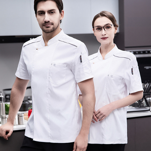 Vente en gros de <span class=keywords><strong>vêtements</strong></span> de chef avec poche pour la <span class=keywords><strong>cuisine</strong></span> chemise pour femmes avec logo personnalisé uniforme de serveuse de serveur pour le restaurant - Product Image 4