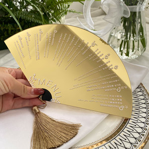 Invitación <span class=keywords><strong>de</strong></span> boda personalizada <span class=keywords><strong>de</strong></span> alta calidad, menú en forma <span class=keywords><strong>de</strong></span> abanico acrílico, logotipo <span class=keywords><strong>de</strong></span> estampado en caliente, tarjeta <span class=keywords><strong>de</strong></span> sobre <span class=keywords><strong>de</strong></span> regalo - Product Image 2