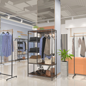 Yiree Retail, tienda de vestidos <span class=keywords><strong>para</strong></span> damas, diseño de ajuste, soportes de exhibición de ropa de pared múltiple de metal y <span class=keywords><strong>bonitos</strong></span> estantes de ropa - Product Image 6