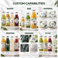 Étiquettes adhésives en papier alimentaire en vrac, impression couleur, découpe à la presse, finition mate, étiquettes en rouleau pour bouteilles de jus